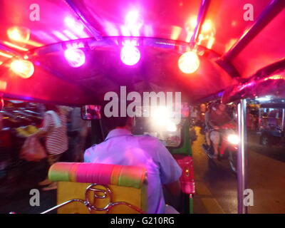 Thailand - Bangkok. Tricycle taxi known as tuk tuk with driver Stock Photo