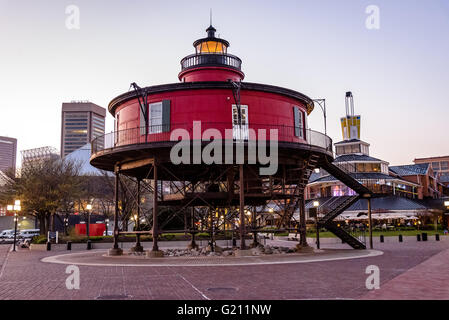 Seven Foot Knoll Light, Inner Harbor, Baltimore, MD Stock Photo