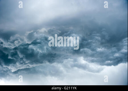 Dramatic sky with dark stormy clouds before thunderstorm natural ...