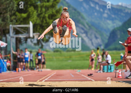 Landquart, Switzerland. May 22, 2016. Miia Kurppa from Viipurin Urheilijat Finnland during the Long jumb competition at the athletics combined events meeting in Landquart. Credit:  Rolf Simeon/Alamy Live News. Stock Photo