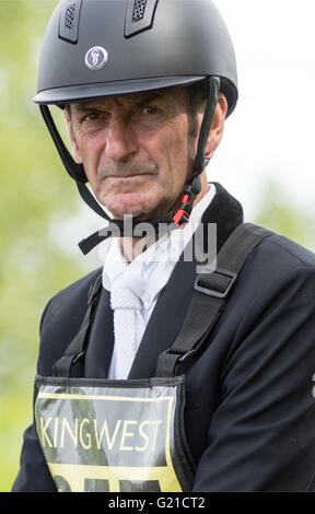 Corby, UK. 22nd May, 2016. Rockingham Castle International Horse Trials May 22nd 2016: Three day event legend Mark Todd picked up four Fault's on the horse jumping stage. Credit:  Clifford Norton/Alamy Live News Stock Photo
