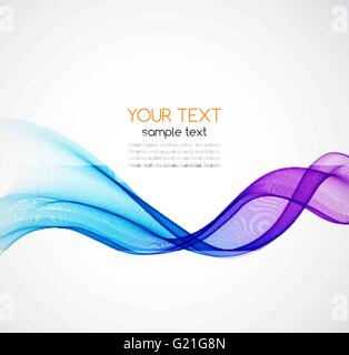 Abstract vector background with blue and purple transparent waved lines for brochure, website design.  Blue smoke wave. Blue and Stock Vector