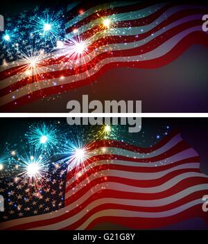 Fireworks background for 4th of July Independense Day Stock Vector