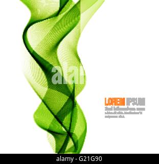 Vector Abstract color curved lines background. Template brochure design. Smoke lines. Abstract vector background, green transpar Stock Vector