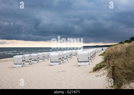 Beach chairs in Zinnowitz (Germany) on the island Usedom Stock Photo