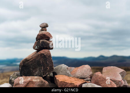 East Cairn summit pentland Hills near Edinburgh with memory stones ...