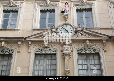 Jacquemard Facade of Hotel de Ville - City Hall, Nimes, France, Europe Stock Photo