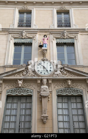 Jacquemard Facade of Hotel de Ville - City Hall, Nimes, France, Europe Stock Photo