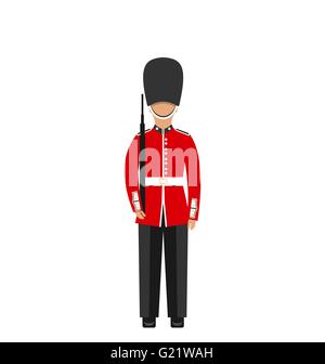 Queen's Guard. Man in Traditional Uniform with Weapon, British Soldier Stock Vector