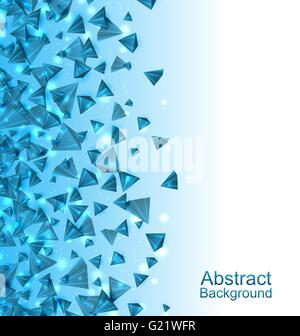 Blue Abstract Background with Pyramids with Light Effects Stock Vector