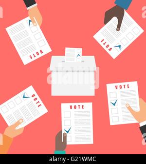 People Holding Ballot Papers Stock Vector