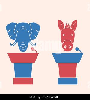 democratic donkey and republican elephant symbols of political parties ...