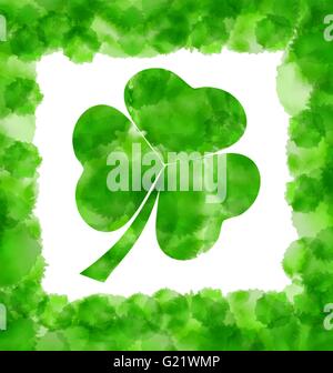Happy Saint Patricks Day Watercolor Background with Clover Stock Vector