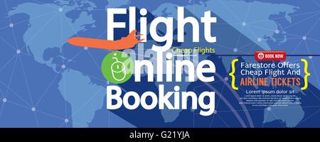 Flight Online Booking For Sale 1500x600 Banner Vector Illustration Stock Vector