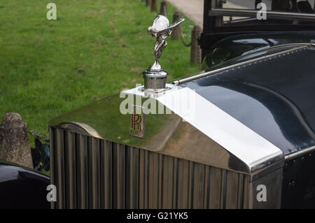 'Flying Lady' mascot on a 1929 Rolls Royce model 20 owned by Copped Hall Trust seen in South Woodford, London, England Stock Photo