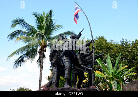 Military monument Thai–Laotian Border war or Rom Klao wars at Wat Phra That Suthon Mongkhon Khiri in Phrae, Thailand Stock Photo