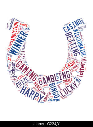 Lucky Horseshoe, word cloud concept on white background. Stock Photo
