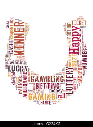 Lucky Horseshoe, word cloud concept on white background. Stock Photo