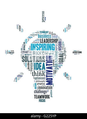 Light Bulb Idea, word cloud concept on white background. Stock Photo