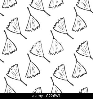 Ginkgo biloba pattern seamless.  Silhouette of ginko leaves Stock Vector
