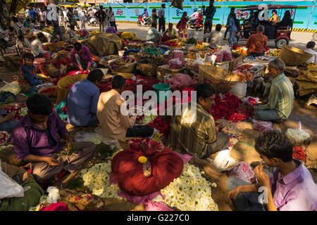 flower market in Jaipur, India. Stock Photo