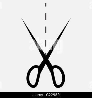 Scissors cutting icon. Scissor tool cut, sharp and dividing section simplicity. Vector flat design illustration Stock Photo