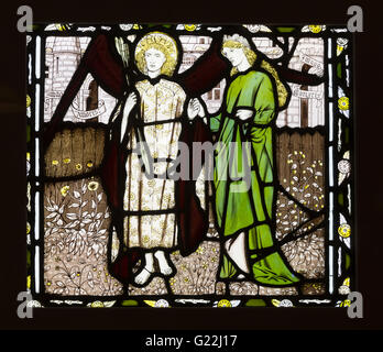 The God of Love and Alceste, a stained glass exhibit in the William Morris Gallery, Walthamstow, north London, E17 Stock Photo