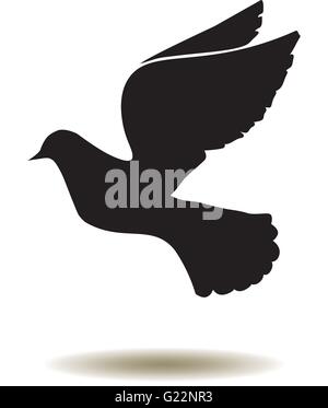 vector illustration of a dove flying silhouette Stock Vector