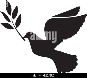 vector illustration of a dove flying silhouette Stock Vector