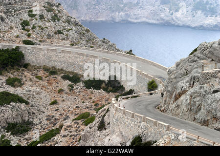 a beautiful picture of a bendy road in Cap de Formentor, Palma de Mallorca, Spain, seaside, tourism, holidays, summer, nature Stock Photo