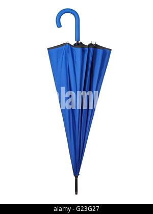 Folded blue umbrella Stock Photo