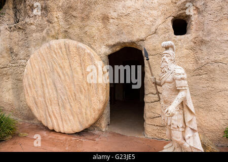 Replica of Calvary's Garden Tomb at the Holy Land Experience Christian theme park in Orlando, Florida. Stock Photo