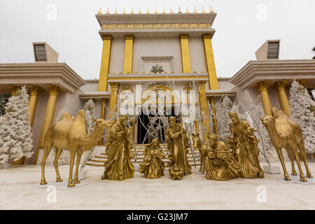 The Temple Plaza and Theater of Life at the Holy Land Experience Christian theme park in Orlando, Florida. Stock Photo