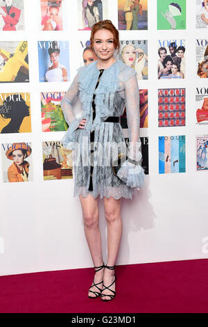 Eleanor Tomlinson attending The Vogue 100 Gala Dinner at East Albert Lawn, Kensington Gardens, London. PRESS ASSOCIATION Photo. Picture date: Monday 23rd May 2016. Photo credit should read: Ian West/PA Wire Stock Photo