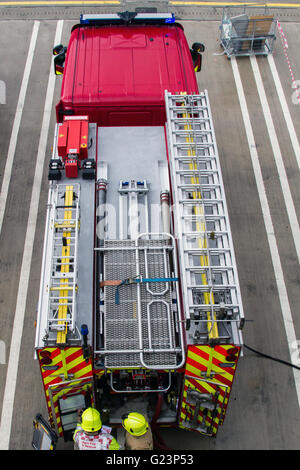 roof layout of a typical fire UK Fire engine. Stock Photo