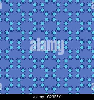 Seamless vector symmetrical pattern with simple geometric details in various blue hues Stock Vector