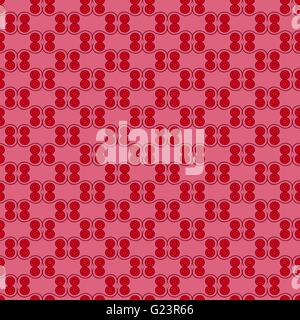 Seamless vector symmetrical pattern with simple geometric details in red and pink hues Stock Vector