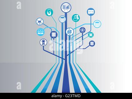 Data center and server farm infographic as vector illustration Stock Vector