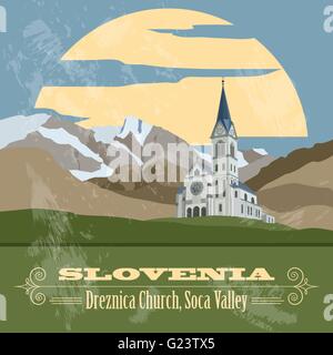 Slovenia landmarks. Retro styled image. Vector illustration Stock Vector