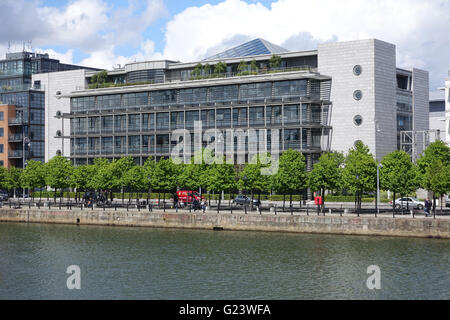 Beautiful view on Dublin's North Wall Quay, Ireland Stock Photo