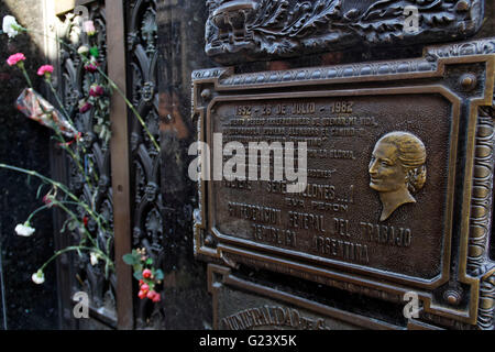 Evita Peron Grave Monument at  La Recoleta Cemetery,  Buenos Aires, Argentina Stock Photo