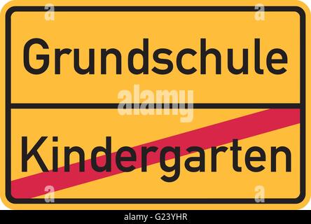 From Kindergarten to elementary school - german sign Stock Vector