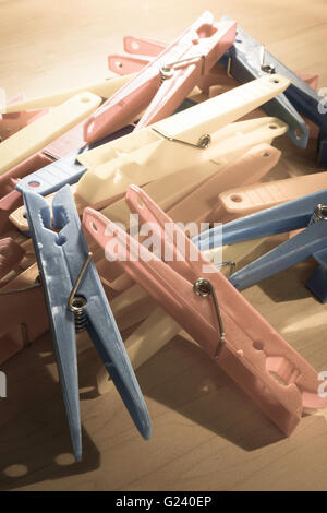 Plastic Clothespins Stock Photo