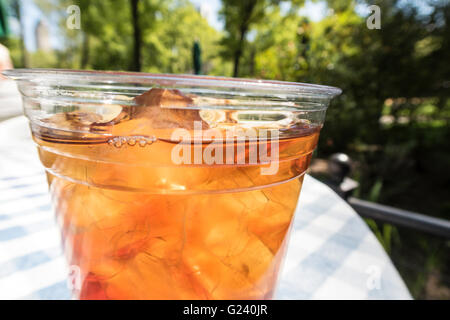 Iced Tea in Plastic Glass Stock Photo