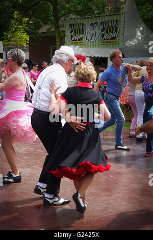 Dancing fifties style at rock n roll event, Venlo Netherlands Stock Photo