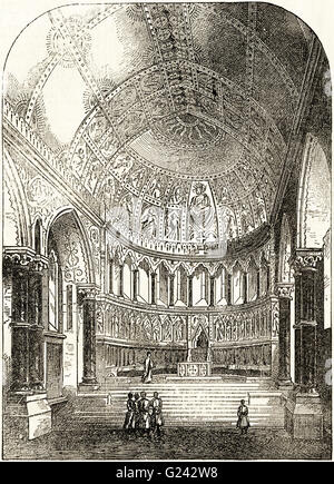 Interior of the English Chapel built on the site of the Slave Market in Zanzibar. Victorian woodcut engraving dated 1875 Stock Photo