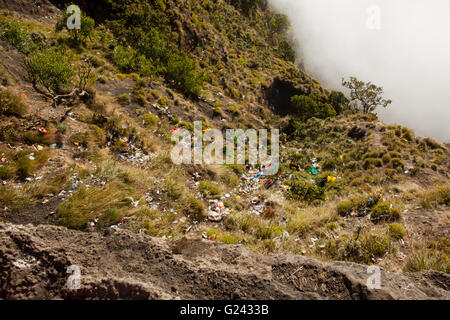 Rinjani Trash Problem, Lombok, Indonesia Stock Photo