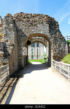 A view of the Gatehouse and entrance to Castle Rising, Norfolk, England, United Kingdom. Stock Photo