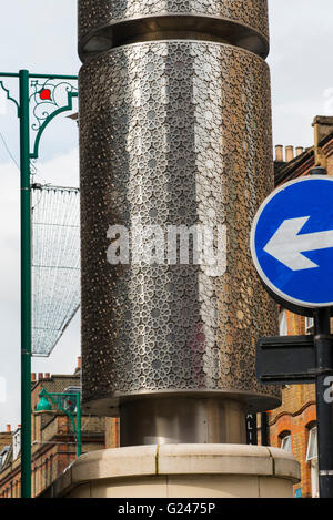 England London East End Brick Lane Jamme Masjid mosque 29 metre stainless steel art sculpture detail architect David Gallagher Stock Photo