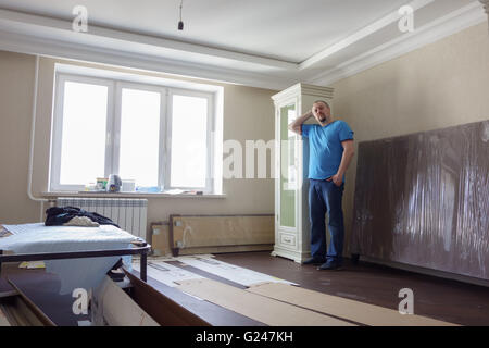 Construction works are carried out in a new apartment Stock Photo